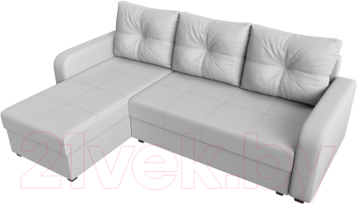Диван угловой Лига Диванов Ливерпуль Лайт левый (экокожа белый)