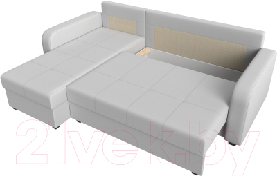 Диван угловой Лига Диванов Ливерпуль Лайт левый (экокожа белый)