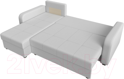 Диван угловой Лига Диванов Ливерпуль Лайт левый (экокожа белый)