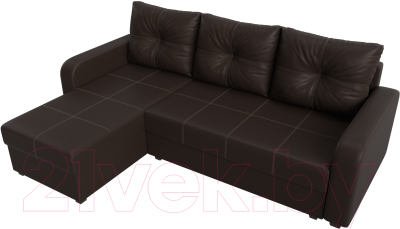 Диван угловой Лига Диванов Ливерпуль Лайт левый (экокожа коричневый)