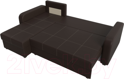 Диван угловой Лига Диванов Ливерпуль Лайт левый (экокожа коричневый)
