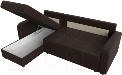Диван угловой Лига Диванов Ливерпуль Лайт левый (экокожа коричневый)