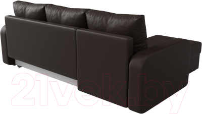 Диван угловой Лига Диванов Ливерпуль Лайт левый (экокожа коричневый)