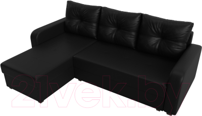Диван угловой Лига Диванов Ливерпуль Лайт левый (экокожа черный)