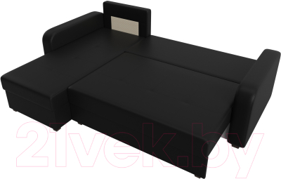 Диван угловой Лига Диванов Ливерпуль Лайт левый (экокожа черный)