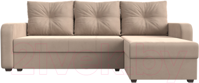 Диван угловой Лига Диванов Ливерпуль Лайт правый (велюр бежевый)