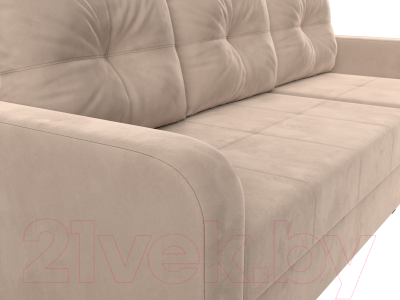 Диван угловой Лига Диванов Ливерпуль Лайт правый (велюр бежевый)