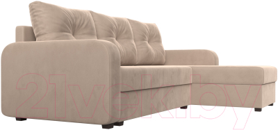 Диван угловой Лига Диванов Ливерпуль Лайт правый (велюр бежевый)