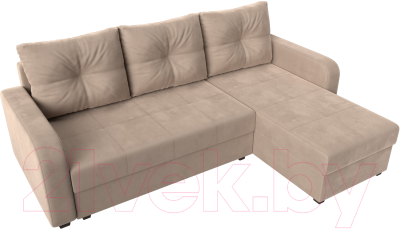 Диван угловой Лига Диванов Ливерпуль Лайт правый (велюр бежевый)