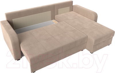 Диван угловой Лига Диванов Ливерпуль Лайт правый (велюр бежевый)