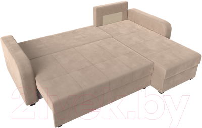 Диван угловой Лига Диванов Ливерпуль Лайт правый (велюр бежевый)