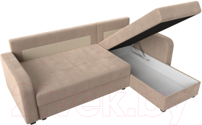 Диван угловой Лига Диванов Ливерпуль Лайт правый (велюр бежевый)