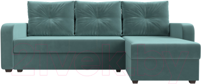 Диван угловой Лига Диванов Ливерпуль Лайт правый (велюр бирюзовый)