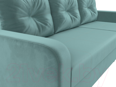 Диван угловой Лига Диванов Ливерпуль Лайт правый (велюр бирюзовый)