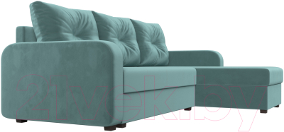 Диван угловой Лига Диванов Ливерпуль Лайт правый (велюр бирюзовый)