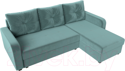 Диван угловой Лига Диванов Ливерпуль Лайт правый (велюр бирюзовый)
