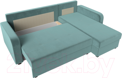 Диван угловой Лига Диванов Ливерпуль Лайт правый (велюр бирюзовый)