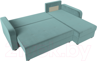 Диван угловой Лига Диванов Ливерпуль Лайт правый (велюр бирюзовый)