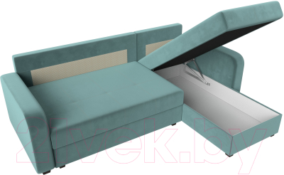 Диван угловой Лига Диванов Ливерпуль Лайт правый (велюр бирюзовый)