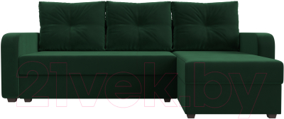 Диван угловой Лига Диванов Ливерпуль Лайт правый (велюр зеленый)