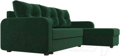 Диван угловой Лига Диванов Ливерпуль Лайт правый (велюр зеленый)