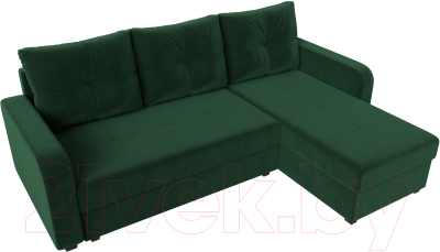 Диван угловой Лига Диванов Ливерпуль Лайт правый (велюр зеленый)