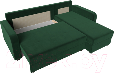 Диван угловой Лига Диванов Ливерпуль Лайт правый (велюр зеленый)