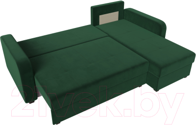Диван угловой Лига Диванов Ливерпуль Лайт правый (велюр зеленый)