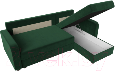 Диван угловой Лига Диванов Ливерпуль Лайт правый (велюр зеленый)