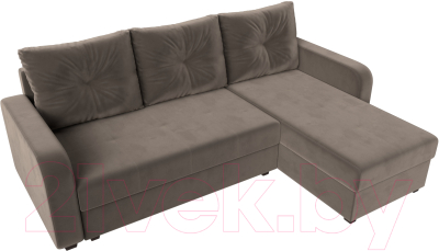 Диван угловой Лига Диванов Ливерпуль Лайт правый (велюр коричневый)