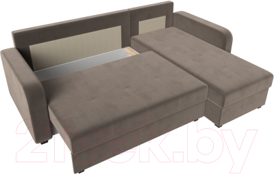 Диван угловой Лига Диванов Ливерпуль Лайт правый (велюр коричневый)