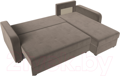 Диван угловой Лига Диванов Ливерпуль Лайт правый (велюр коричневый)