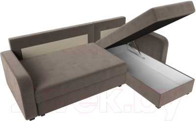 Диван угловой Лига Диванов Ливерпуль Лайт правый (велюр коричневый)