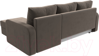 Диван угловой Лига Диванов Ливерпуль Лайт правый (велюр коричневый)