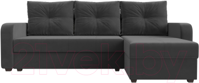 Диван угловой Лига Диванов Ливерпуль Лайт правый (велюр серый)