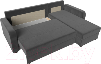 Диван угловой Лига Диванов Ливерпуль Лайт правый (велюр серый)