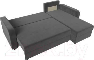 Диван угловой Лига Диванов Ливерпуль Лайт правый (велюр серый)