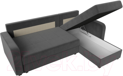 Диван угловой Лига Диванов Ливерпуль Лайт правый (велюр серый)