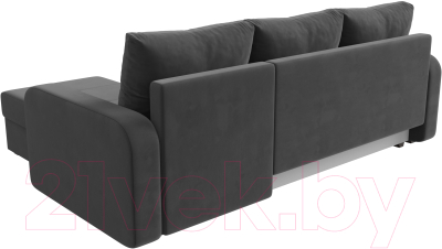 Диван угловой Лига Диванов Ливерпуль Лайт правый (велюр серый)