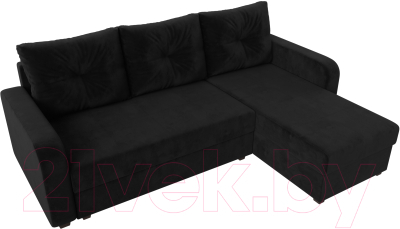 Диван угловой Лига Диванов Ливерпуль Лайт правый (велюр черный)
