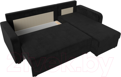 Диван угловой Лига Диванов Ливерпуль Лайт правый (велюр черный)