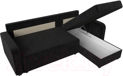 Диван угловой Лига Диванов Ливерпуль Лайт правый (велюр черный)