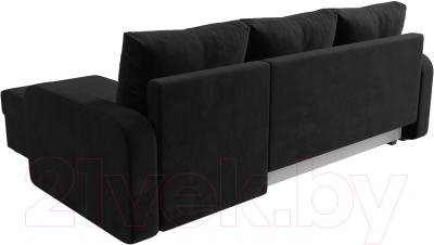 Диван угловой Лига Диванов Ливерпуль Лайт правый (велюр черный)