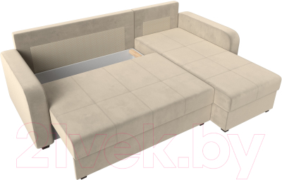 Диван угловой Лига Диванов Ливерпуль Лайт правый (микровельвет бежевый)