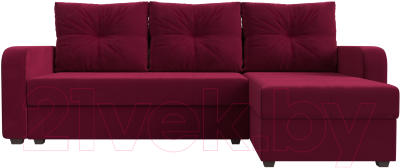 Диван угловой Лига Диванов Ливерпуль Лайт правый (микровельвет бордовый)