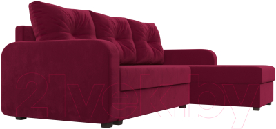 Диван угловой Лига Диванов Ливерпуль Лайт правый (микровельвет бордовый)
