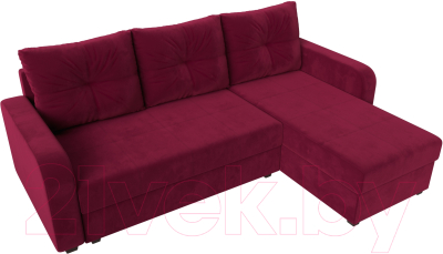 Диван угловой Лига Диванов Ливерпуль Лайт правый (микровельвет бордовый)