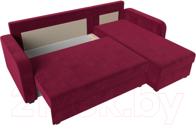 Диван угловой Лига Диванов Ливерпуль Лайт правый (микровельвет бордовый)