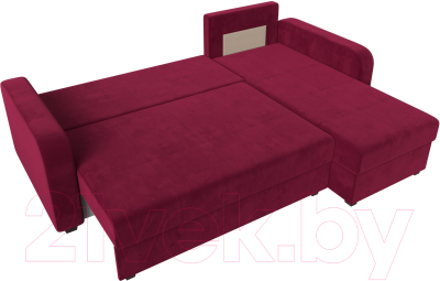 Диван угловой Лига Диванов Ливерпуль Лайт правый (микровельвет бордовый)