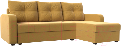 Диван угловой Лига Диванов Ливерпуль Лайт правый (микровельвет желтый) - фото